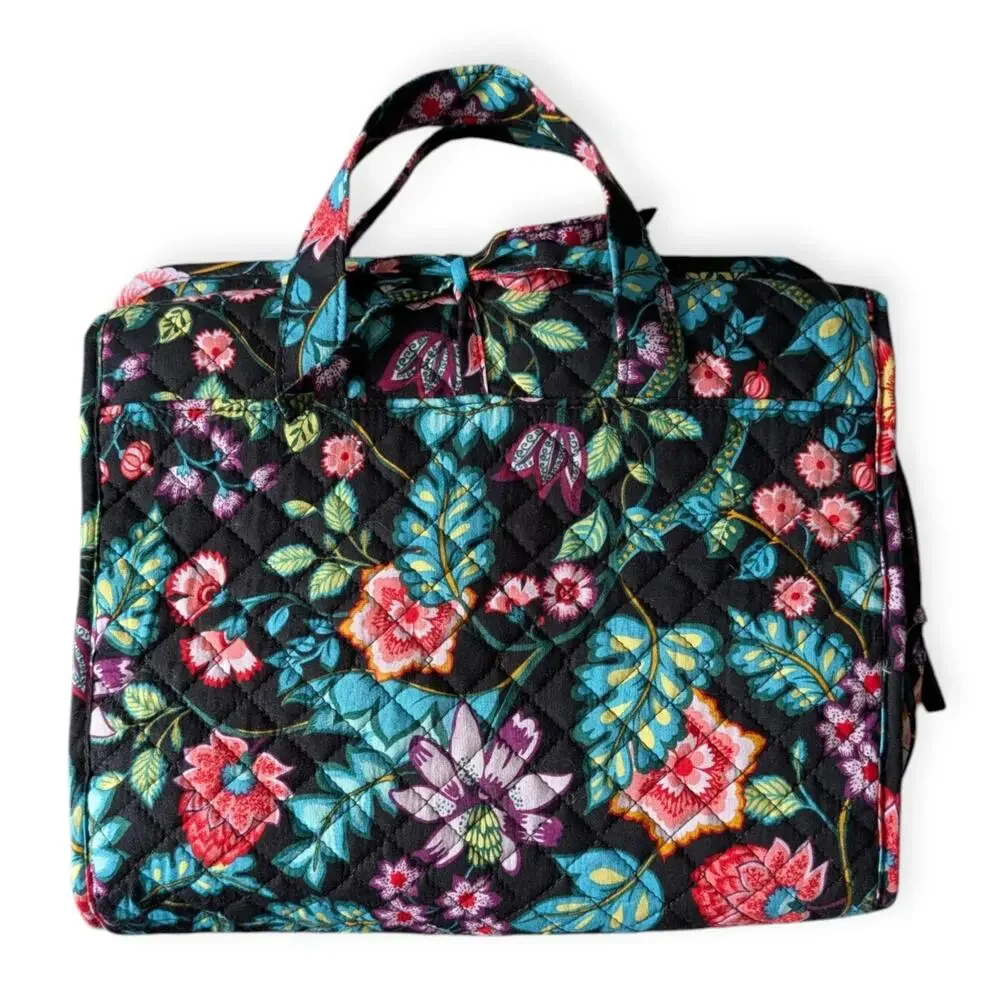 Vera Bradley Iconic Travel Hanging Organizer Vines Floral Print Black Green